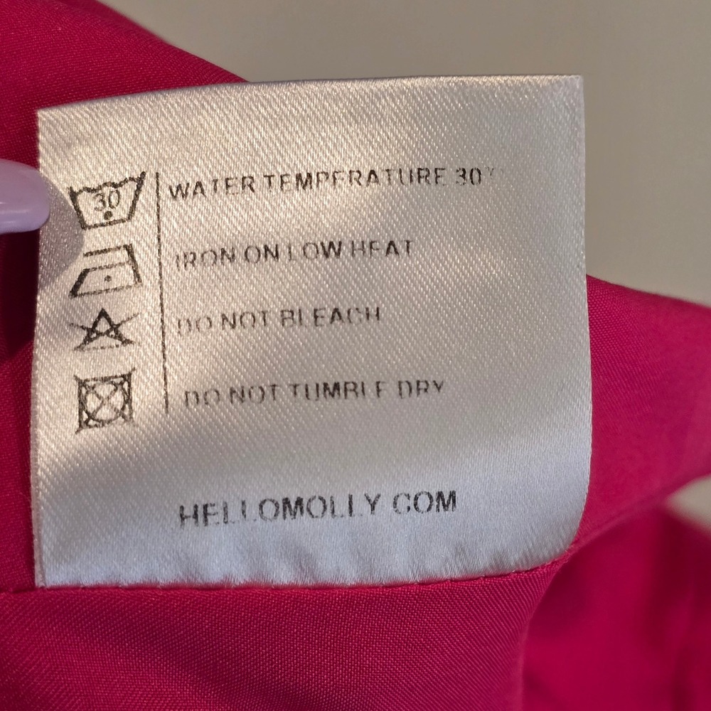 Hello Molly Hot Pink Ruffle Bustier Double Slit Satin Maxi Dress XS USA 2 - Picture 11 of 12